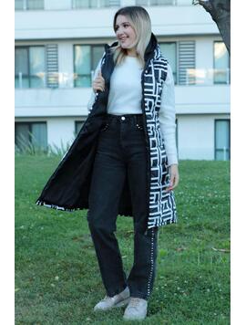 Vesta Dama Fas KneeHigh Alb cu Negru